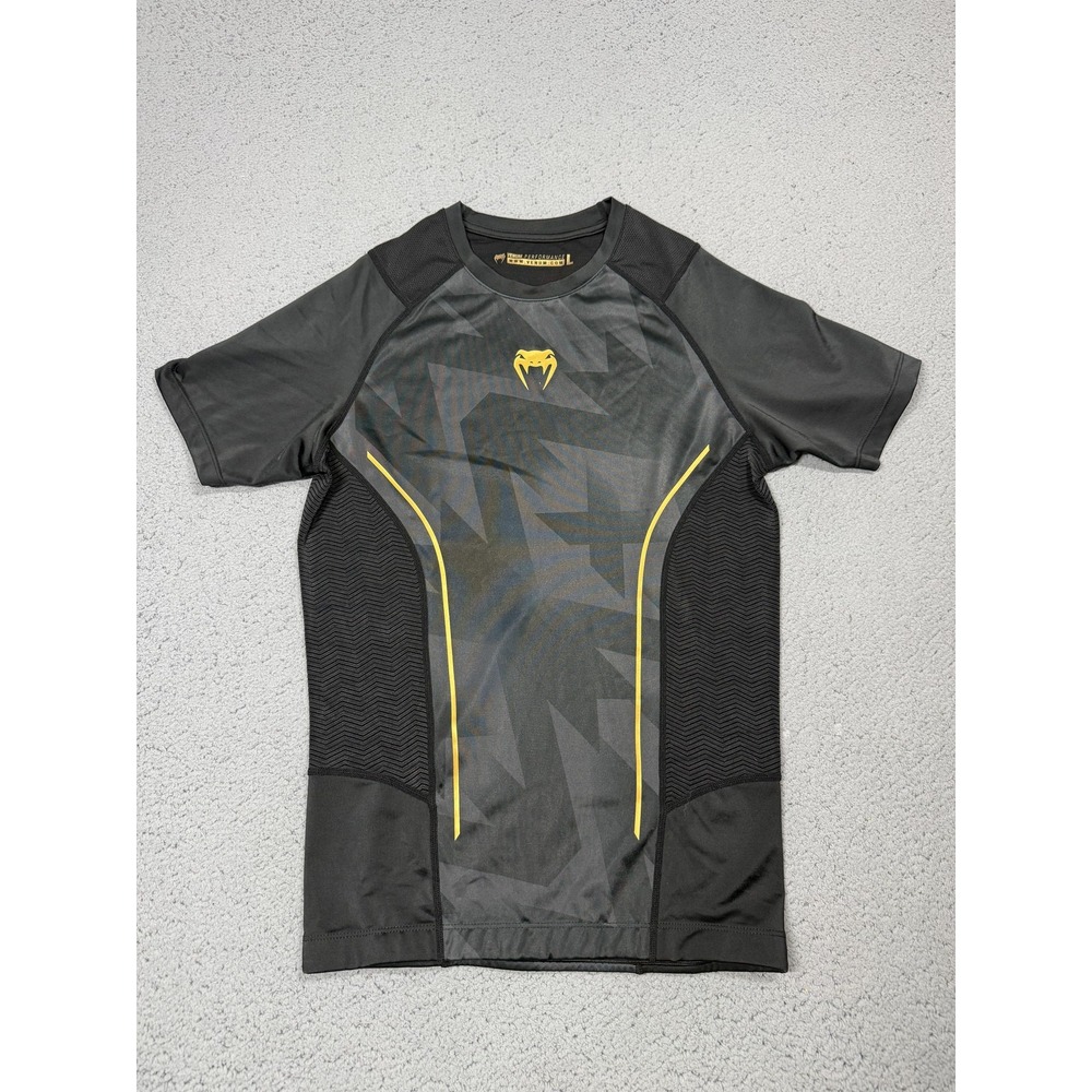 Venum Performance Shirt Mens Large Black Short Sleeve Raglan Athletic Gym Top